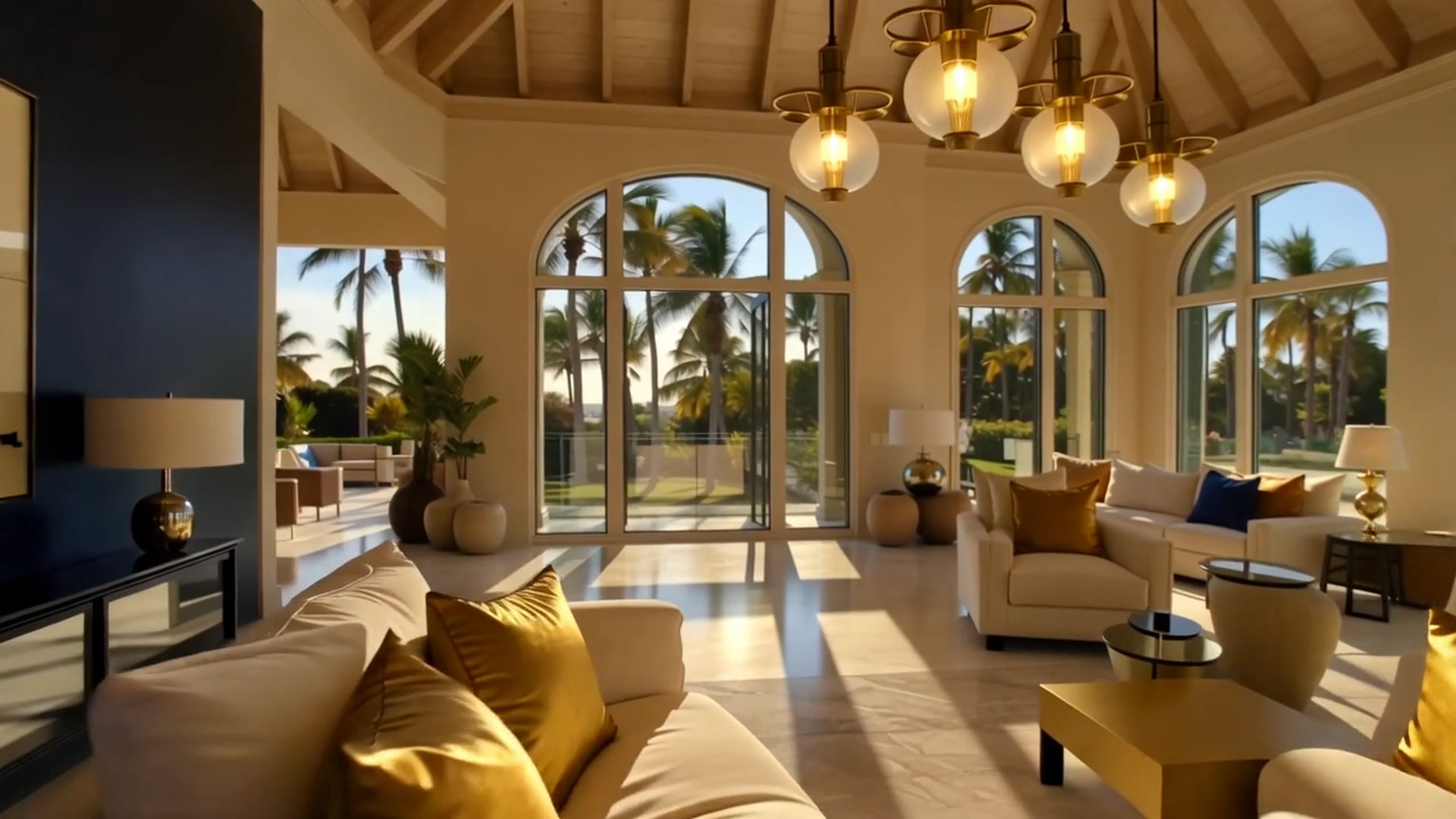 Custom home great room built in South Florida